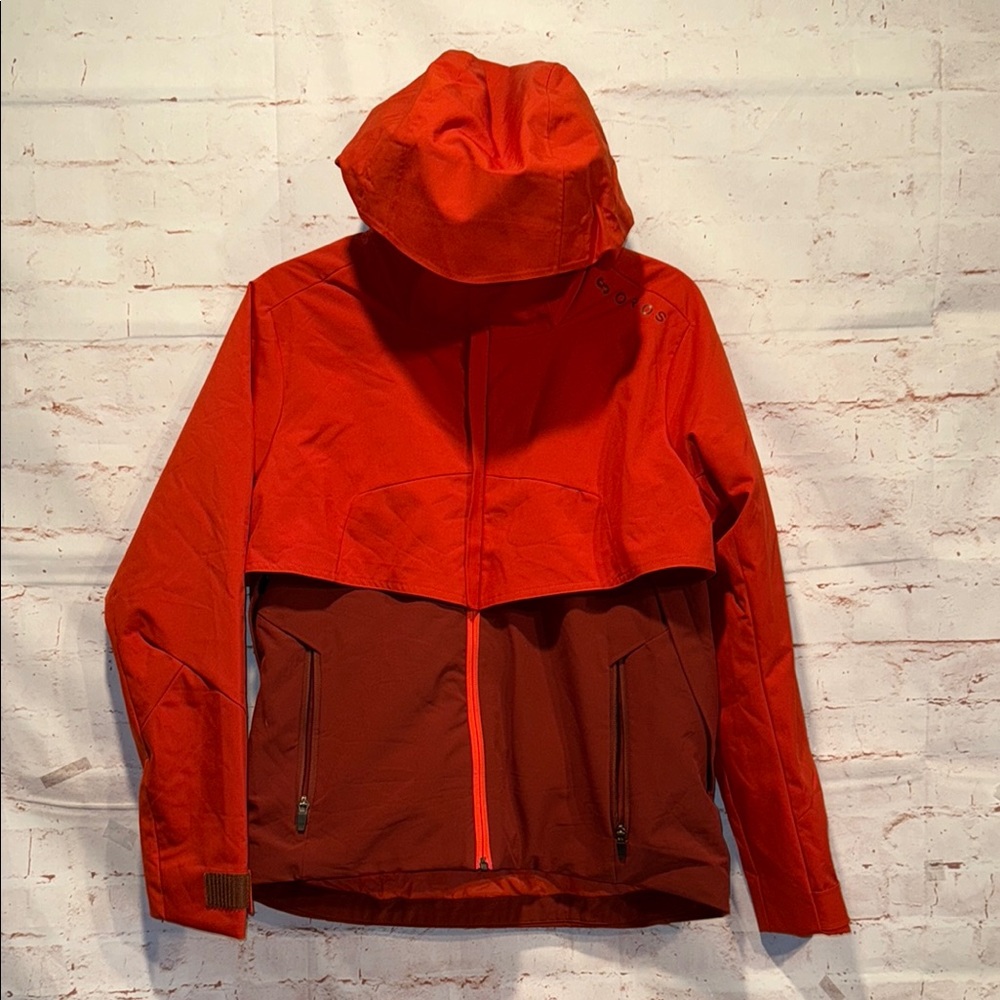 Oros Apparel Jacket Womens Small Red Brown Hooded Gambit Jacket Lightweight